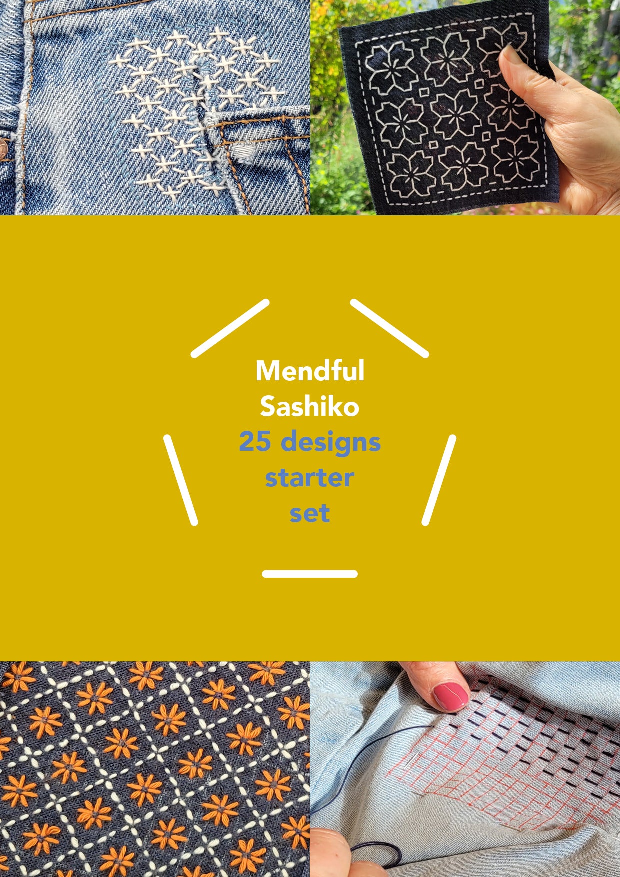 Mendful Sashiko Starter Set met 25 ontwerpen