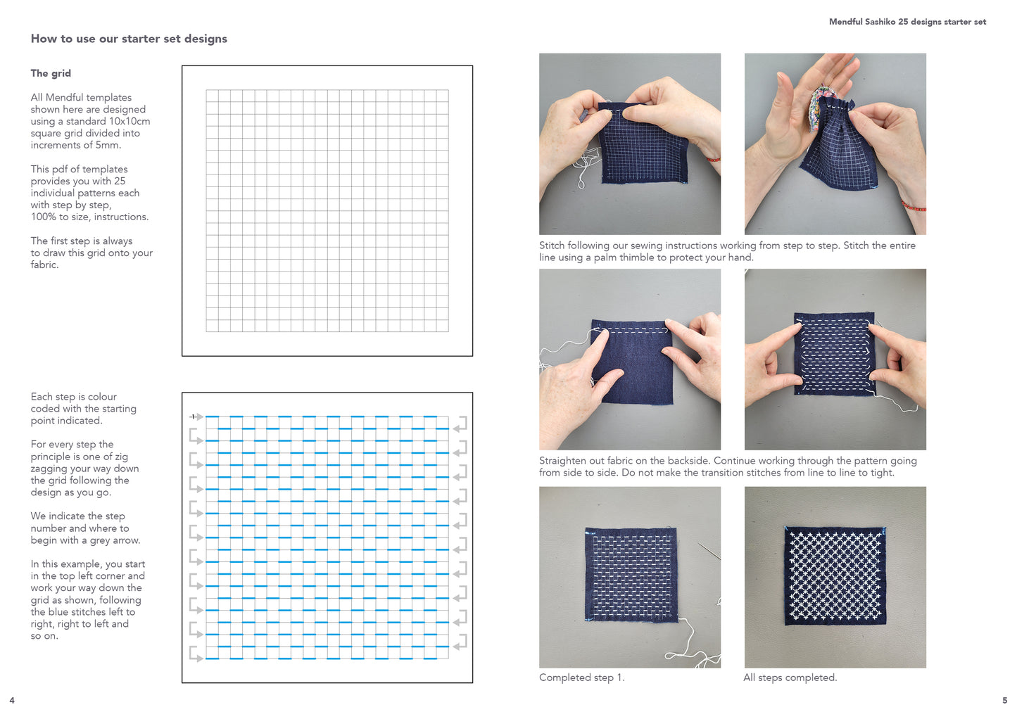 Mendful Sashiko Starter Set met 25 ontwerpen