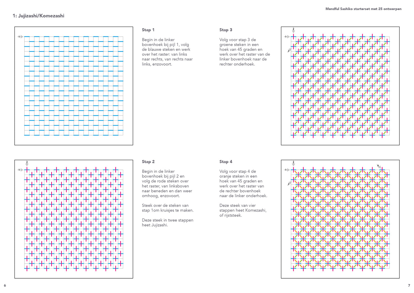 Mendful Sashiko Starter Set met 25 ontwerpen